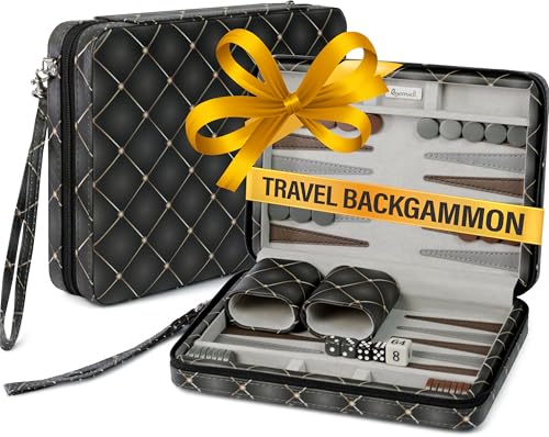 Juego de Backgammon Magnético de Viaje en PU 14" miniatura 1