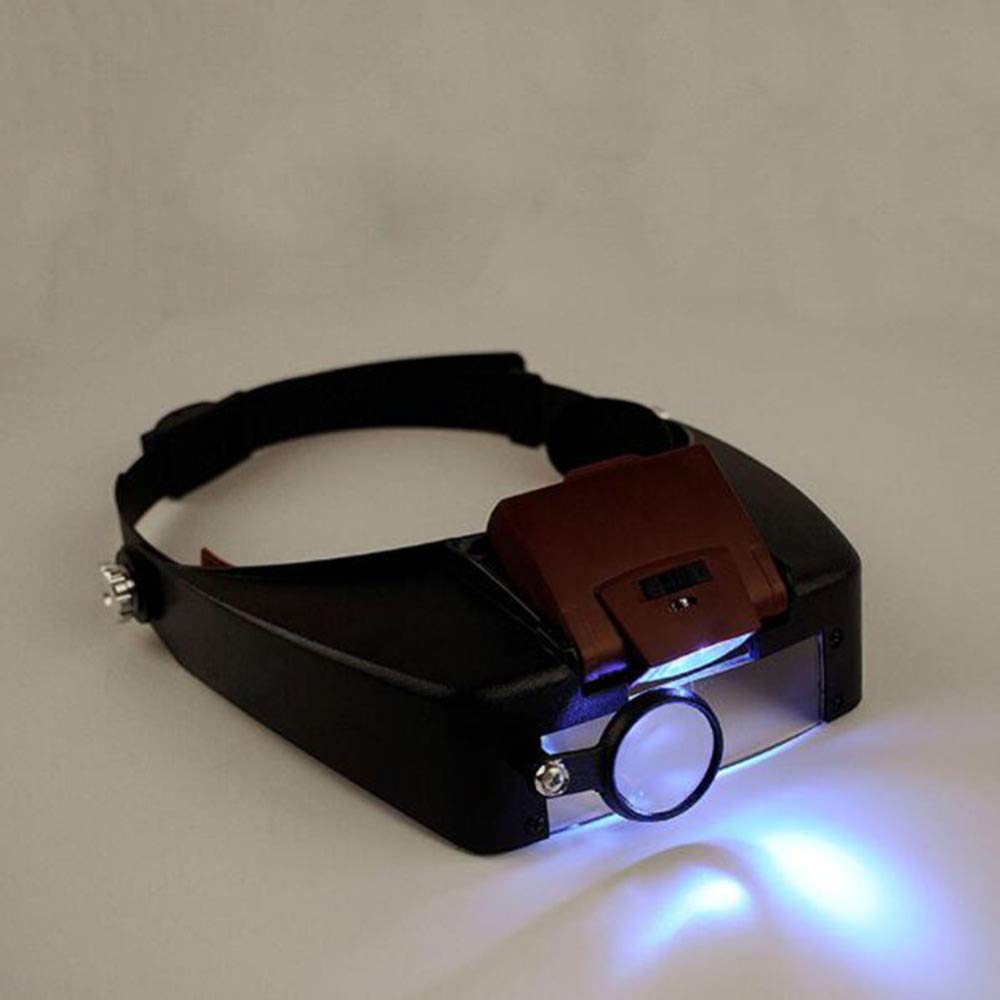 Lupa, Lupa De Diadema con Luz, Lupa Montada En La Cabeza con Luz para Lectura, Lupa para Joyería, Relojería, Reparación Electrónica 1.5X, 1.5X, 5X