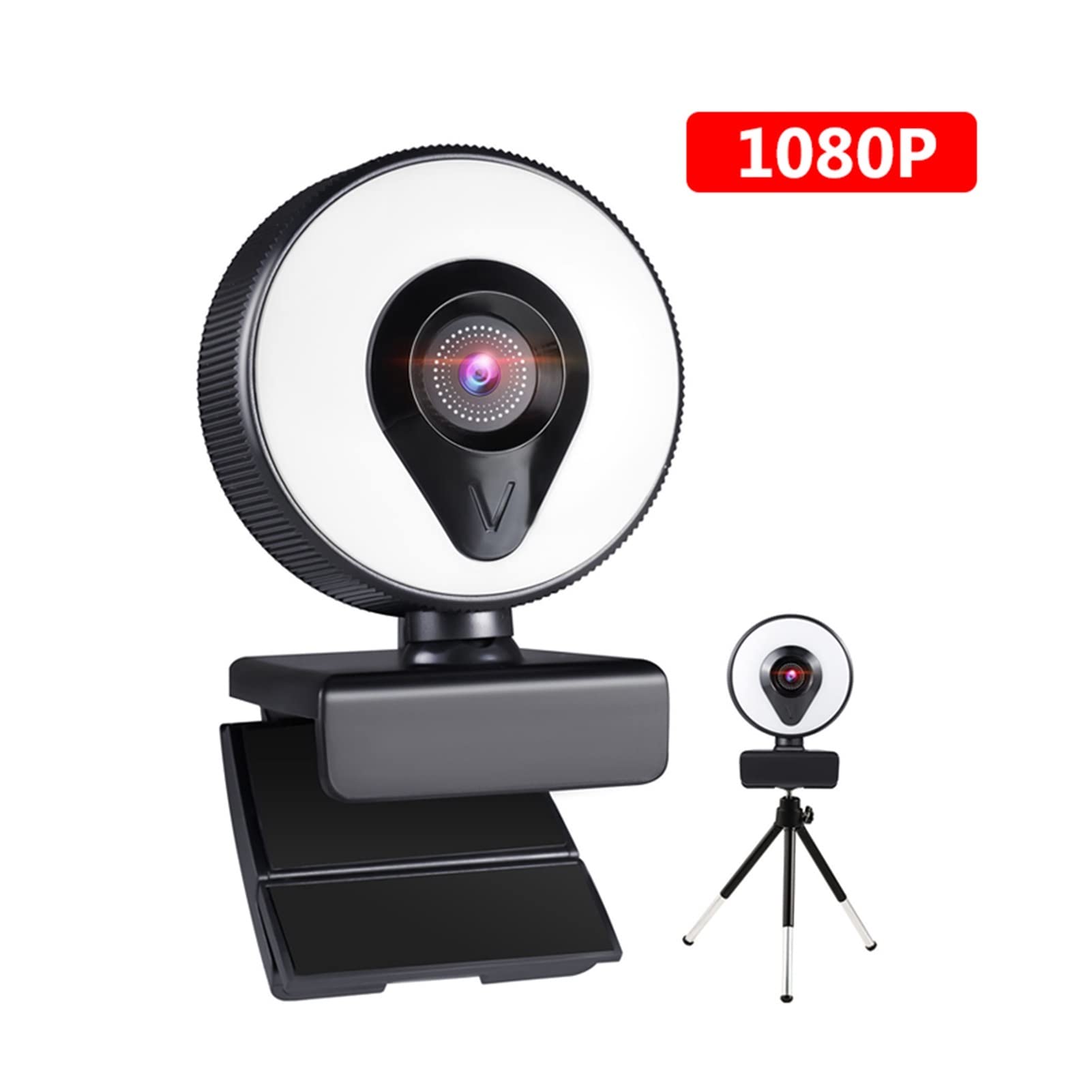 Web cam Webcam 4K 2K 1080P. Con microfono AUTO FOCUS FOCUS fotocamera web 3 gradi anello luce abbellimento di illuminazione video for la webcam di trasmissione in diretta(1080P)