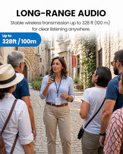 Avantree AudiTour y Kit de Expansión – Sistema de Guía de Tour Inalámbrico para Visitas a Museos y Tours, 1 Transmisor con Micrófono de Auricular con Cable, 30 Auriculares de Oreja Abierta miniatura 4