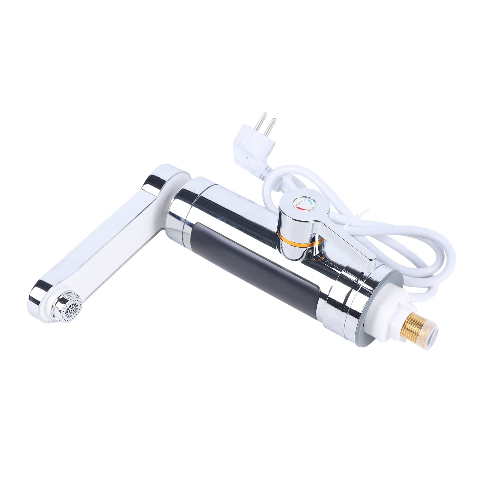 Calentador de agua instantáneo grifo eléctrico 220 v con calentador de agua grifo eléctrico de acero inoxidable calentador instantáneo pantalla de temperatura LED para baño (blanco)