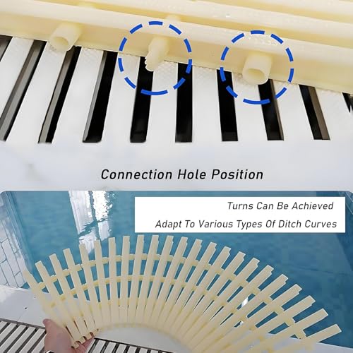 Swimming Pool Drainage Overflow Grate, Drain Grille Pool Overflow Drain Cover, Splice ABS Rectangle Drainage Grate for Driveways Patios Pool Decks Pool Grating,18x100CM-10Pieces - Image 5