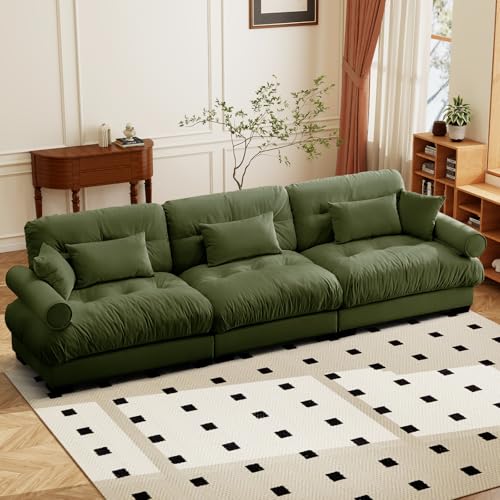 Image of SoarFlash 130 inch Sectional Sofa 3 Seat Couch, L Shaped Modern Sofa with Solid Wood Legs, Couches Sofas for Living Room Apartment, Comfortable Small Couches for Small Spaces, Green