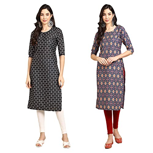 Image of Pinkmint Designer Woman's Crepe Multicolored Straight Kurta [A-355-330]