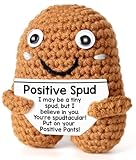 Positive Crochet Potato, Handmade Emotional Supporting Plush Gifts for Women Men Friend Coworker, Cute Birthday Christmas Stocking Stuffers Motivational Pickle Spud, White Elephant Gifts