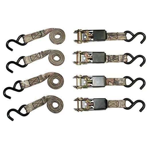 RPS Outdoors SI-2067 Mossy Oak Break-Up Infinity Camo 1" x 8' Ratchet Tie Down Straps (900 lb Tension Strength), 4 Pack
