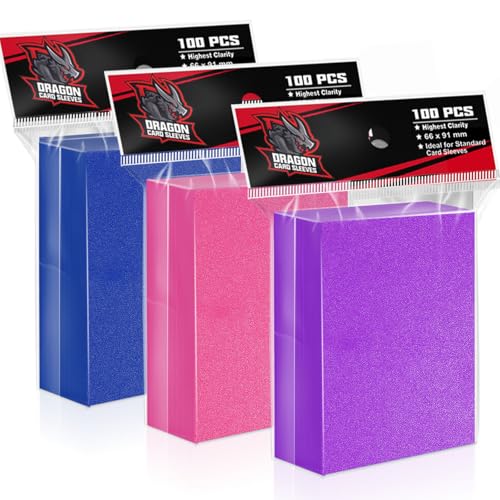 VKshop 3 Colors Trading Card Sleeves?Plastic Card Sleeves Perfect Fit MTG Cards,TCG Cards,Magic Cards, Baseball Cards,Yugioh Sleeves, Football Cards,Sports Cards(Style 5)