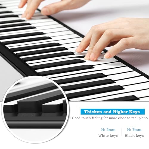 ZHJOPP Piano Enroulable Portable Clavier de Piano Portable à 88 Touches Piano à Main Piano de Voyage Support de Piano Flexible Haut-Parleur intégré MIDI - Les Beatles, Paul McCartney, John Lennon, RIngo Starr, George Harrison ZHJOPP Piano Enroulable Portable Clavier de Piano Portable à 88 Touches Piano à Main Piano de Voyage Support de Piano Flexible Haut-Parleur intégré MIDI – Image 3