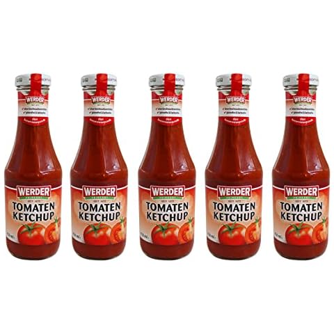 5 Flaschen Werder Tomaten Ketchup à 450 ml ohne Konservierungsstoffe, glutenfrei und lactosefrei Tomatenketchup Tomatensoße Cover