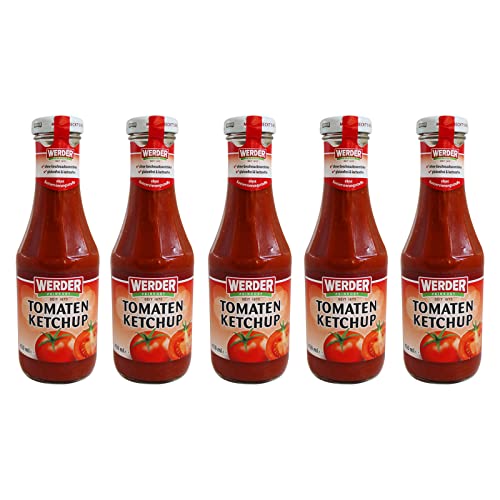 5 Flaschen Werder Tomaten Ketchup à 450 ml ohne Konservierungsstoffe, glutenfrei und lactosefrei Tomatenketchup Tomatensoße Cover
