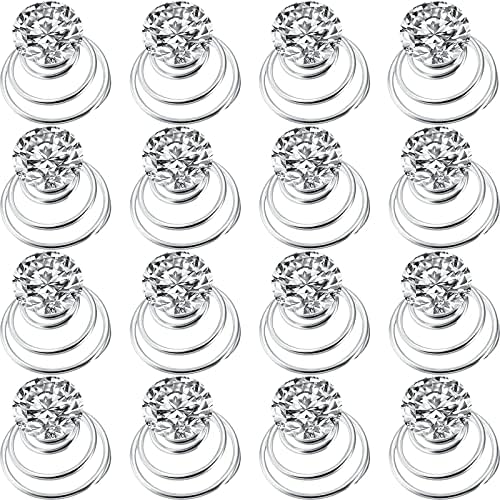 60 Pieces Rhinestone Crystal Twisters Set Spiral Hair Pin Silver Coil for Wedding, Bridal, Prom, Party and Special Occasion with Clear Container