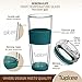 Tupkee Double Wall Glass Tumbler - 14-Ounce, All Glass Reusable Insulated Tea/Coffee Mug & Lid, Hand Blown Travel Mug - Cyan