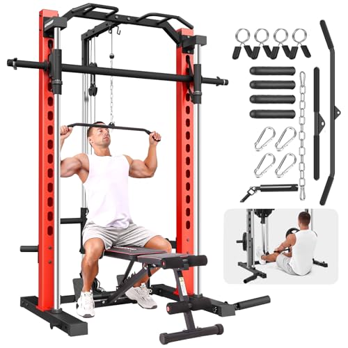 OPPSDECOR All-in-One Adjustable Smith Machine with LAT-Pull Down System Multi-Function