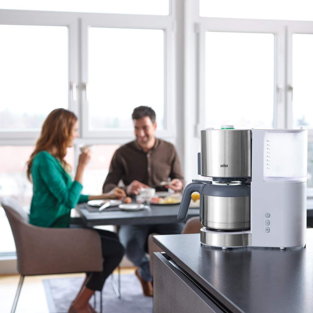 Braun IDCollection KF 5105 WH - Cafetera de filtro con AromaSelect y termo de 10 tazas, 1000 W, color blanco y acero inoxidable