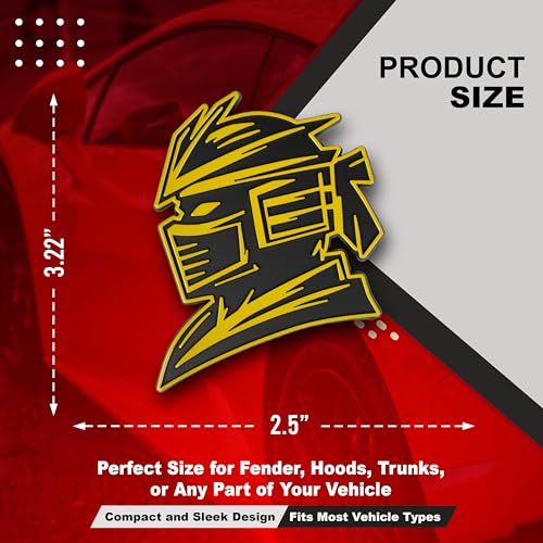 Image of Samurai Emblem, Custom 3D Car Badge - Universal Exterior Accessories for Car, Truck, SUV, Motorcycle (Set of 2) (Yellow)