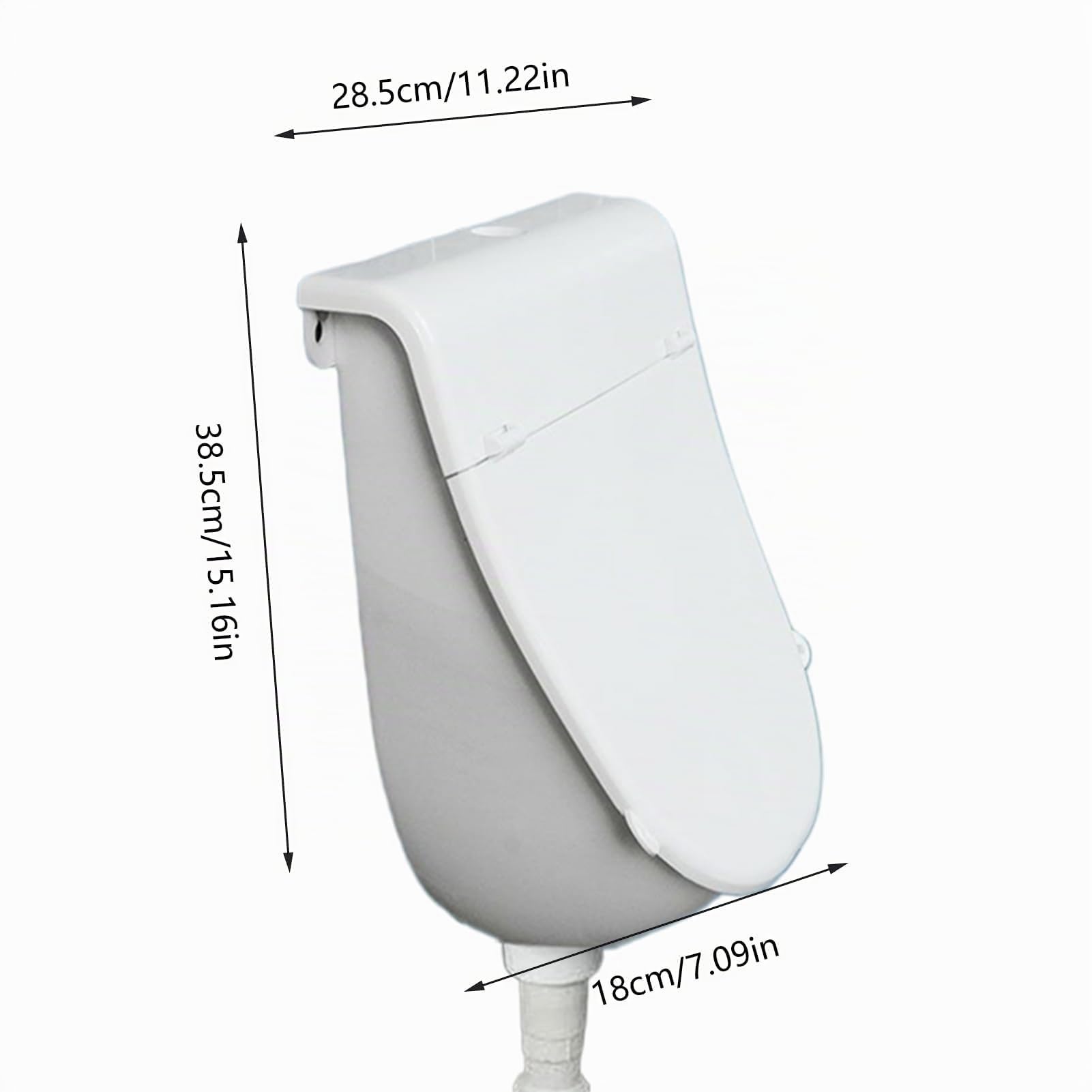mit Deckel Urinal zur Wandmontage, Wandurinal Für Den Außenbereich Mit Ablaufschlauch,für zu Hause, Garage, Garten, Camping und Baustelle (Weiß)