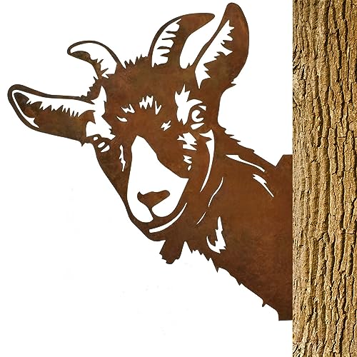 Naapesi Ziege Rost Gartendeko, 30 x 28 cm Gartenstecker Metall Deko...