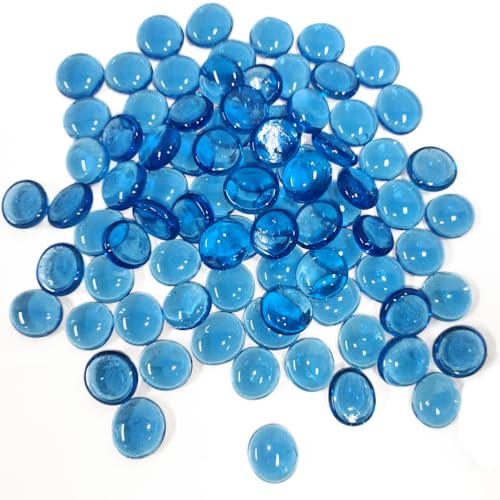 Glass Pebbles - 1.35KG Sea Blue Flat Marble Stones Beads, Ar