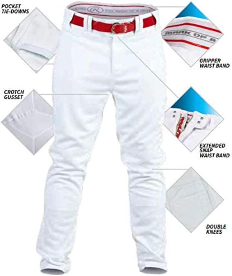 Rawlings | PRO 150 Series Baseball Pants | Full Length Semi-Relaxed Fit | Youth Sizes | Piped | Multiple Colors - Image 2
