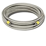 Lagogia 4AN Oil Cooler Hose, 1/4 Inch Dia Nylon Braided High Pressure Fuel Line, Stainless Steel Rubber for Automotive, Marine Engine Tube Fuel System - Silver (3.6M/12FT)