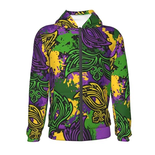 Mardi Gras7 Kids Pullover Hoodies Boys Zip Up Sweatshirts Girls Athletic Clothes with Pocket2