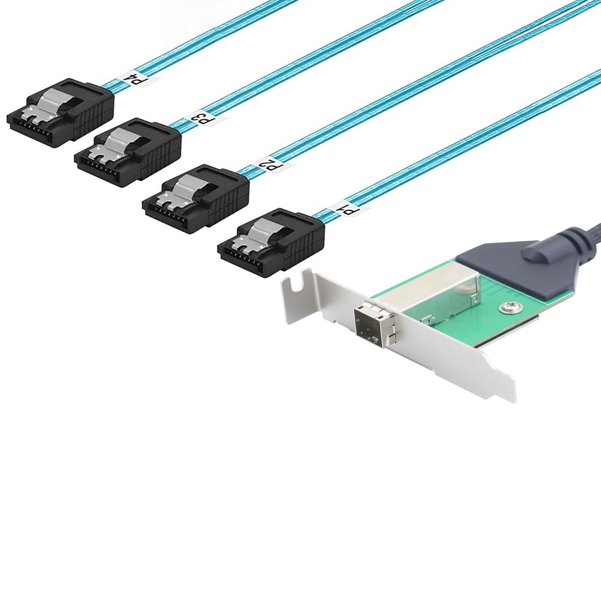 Mini SAS HD SFF-8644 żeński z zatrzaskiem na 4 kable SATA, 7-pinowe, 12 Gb/s do dysku twardego, kompatybilny z kontrolerem RAID, stacją roboczą, rozszerzeniem pamięci masowej (0,5 m)