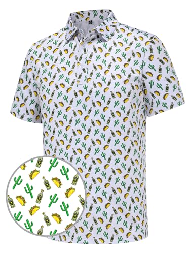Golf Shirts for Men Short Sleeve Performance Moisture Wicking Dry Fit Funny Golf Polo Shirts for Men
