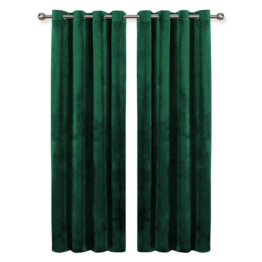 Oxford Homeware Green Emerald Blackout Curtains – 66X72 Inch Eyelet Curtains For Bedroom - Thermal Insulated Curtains For Living Room + 2 Tie Backs (168Cm X 183Cm)