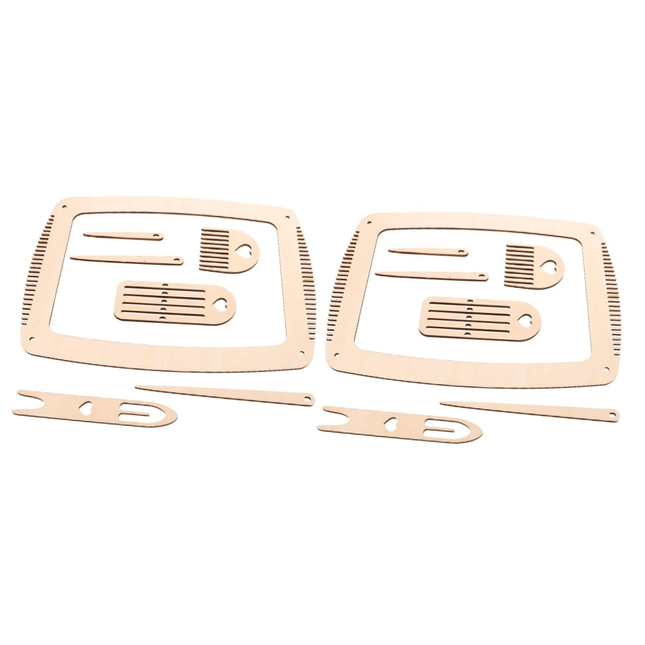 SHINEOFI 2 Juegos conjunto de máquina de tejer kit tejer principiantes telares de madera agujas crochet fabricación de tapices herramienta de tejido bobina de madera punto puntiagudo Beige