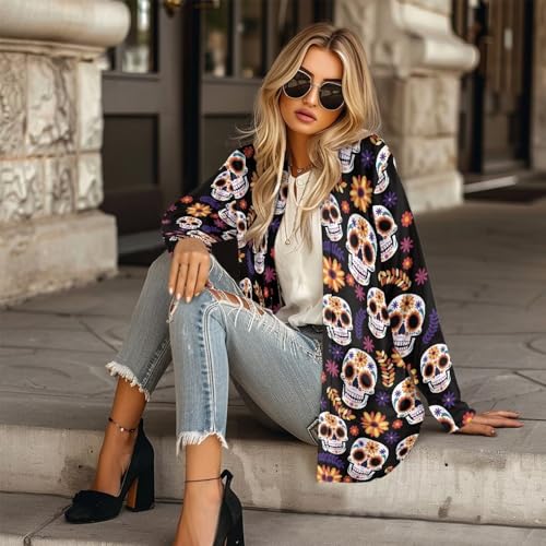 Image of Women's Open Front Cardigan Long Sleeve Loose Sweater Lightweight Soft Cardigan Jackets