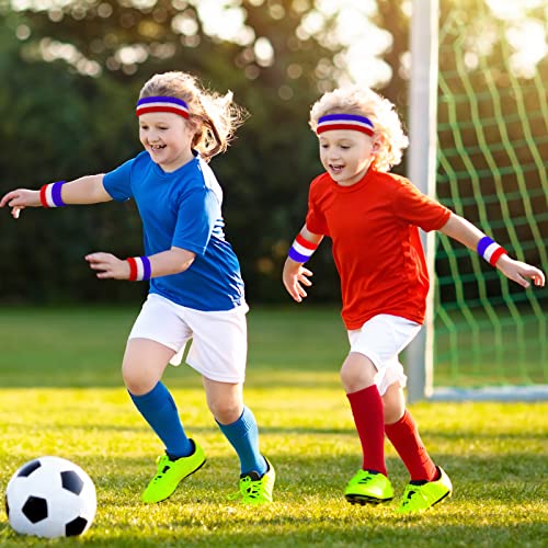 Hungdao 6 Pieces Sweatband Set Sports Headband Wristband Set Head Band Wristbands Sweat Bands for Basketball Football Running4