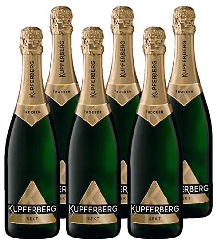 Kupferberg Gold Sekt Trocken (6 x 0,75 l) - frische Sekt-Cuvée aus ausgewählten Rebsorten, angenehmes Säurespiel, fruchtige Apfelaromen und leichte Gewürznoten, Sekttradition seit über 150 Jahren