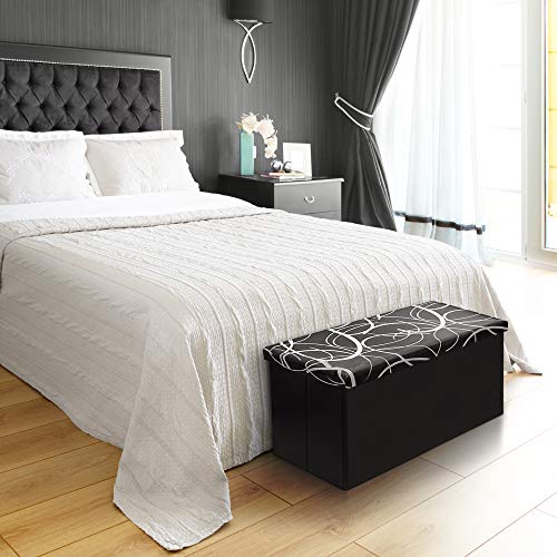 Otto & Ben Folding Toy Box Chest With Memory Foam Seat Faux Leather Trunk Bedroom Ottomans Bench Foot Rest Stool, 30 Inch, Black #TOP7