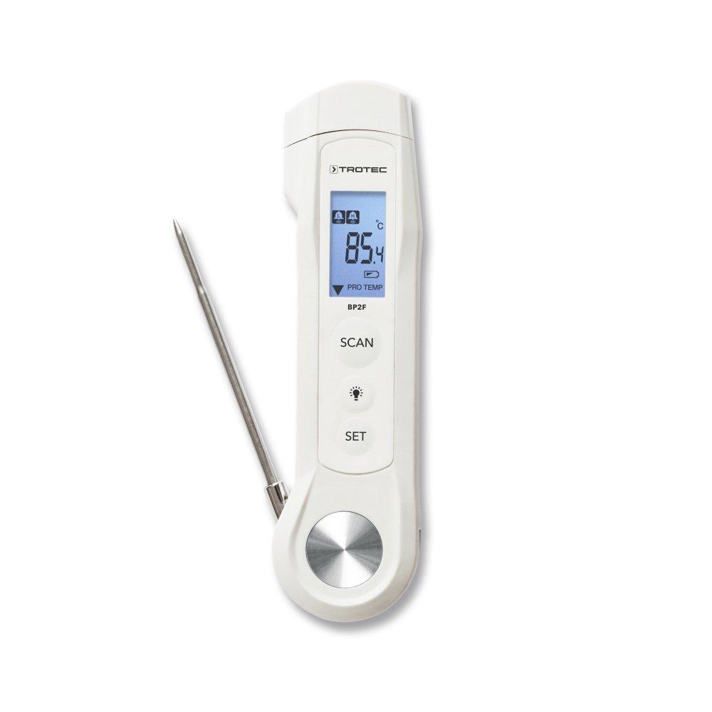 TROTEC BP2F Termometr do żywności pomiar temperatury wnętrza od -40 °C do +200 °C/280 °C termometr na podczerwień do produktów spożywczych