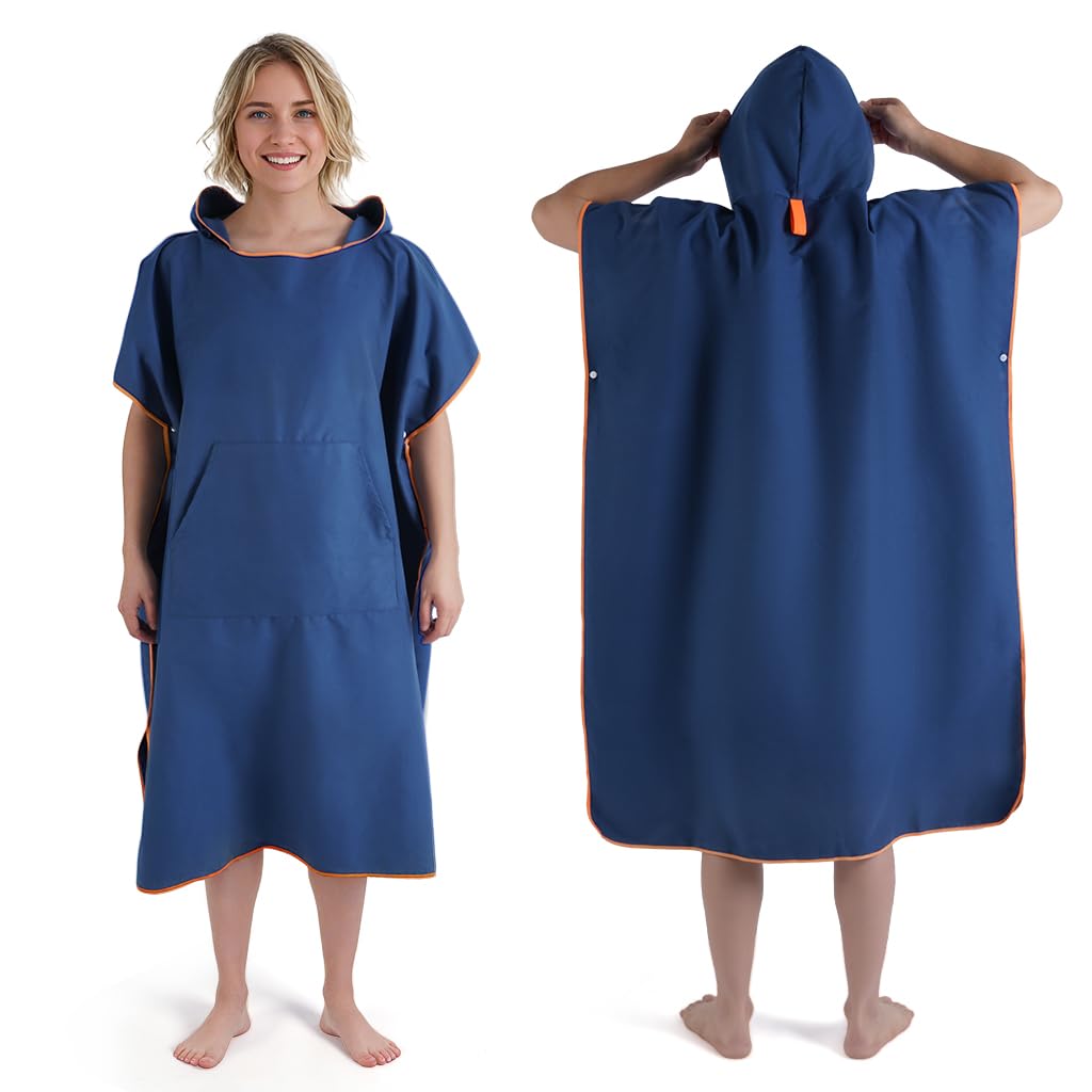 Pameil Changing Robe Bath Poncho for Men and Women, Poncho Towel, Microfibre Surf Poncho, Bath Poncho, Towel, Made of Microfibre Also as Changing Aid Beach (Medium)