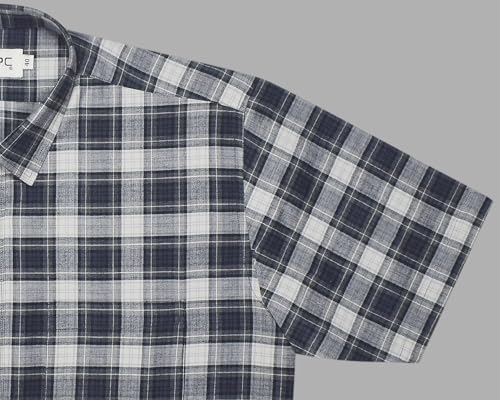 Image of GHPC 100% Cotton Checkered Half Sleeves Regular Fit Formal Shirt for Men