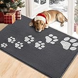 Timo Door Mat Indoor, 20'x32' Super Absorbent Dog Mats for Muddy Paws, Low-Profile Washable Entryway Rug, Rubber Backing Non Slip Front Door Mats, Resist Dirt Inside Entrance Doormat for Shoes, Grey