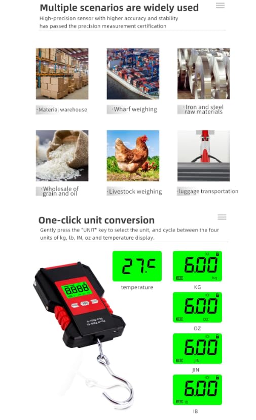 WH-A28 Waterproof Digital Electronic Fishing Scales 50kg/5g Portable Hanging Hook Scale Electronic Scale