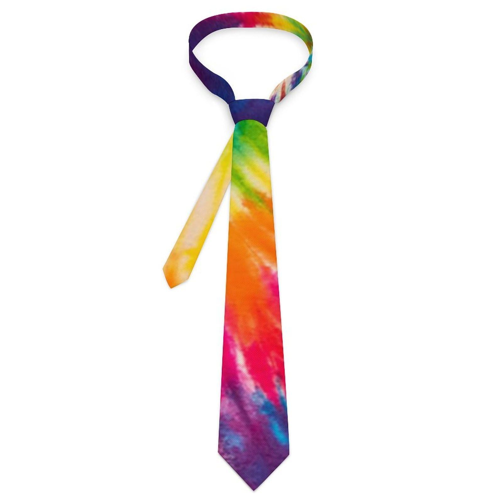 Smazdfxx Men's As Pic Tie Dye Rainbow Tie Classic Formal Tuxedo Formal Necktie For Wedding Party