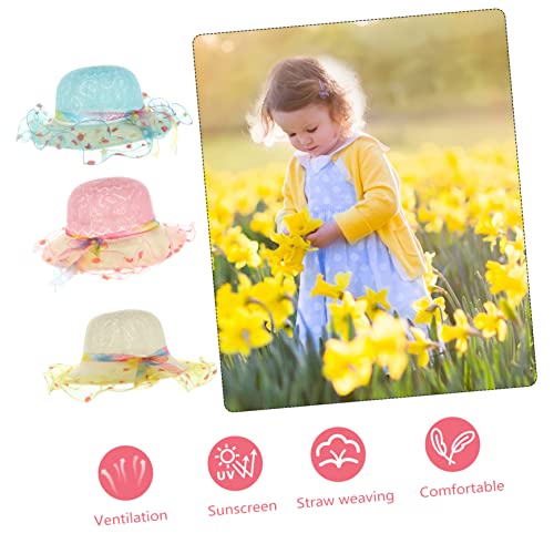 Gatuida 3pcs Wide Brim Beach Hat Protective Straw Cap for Sun Protection Lightweight and Breathable for Summer Outdoor Fun Beige3