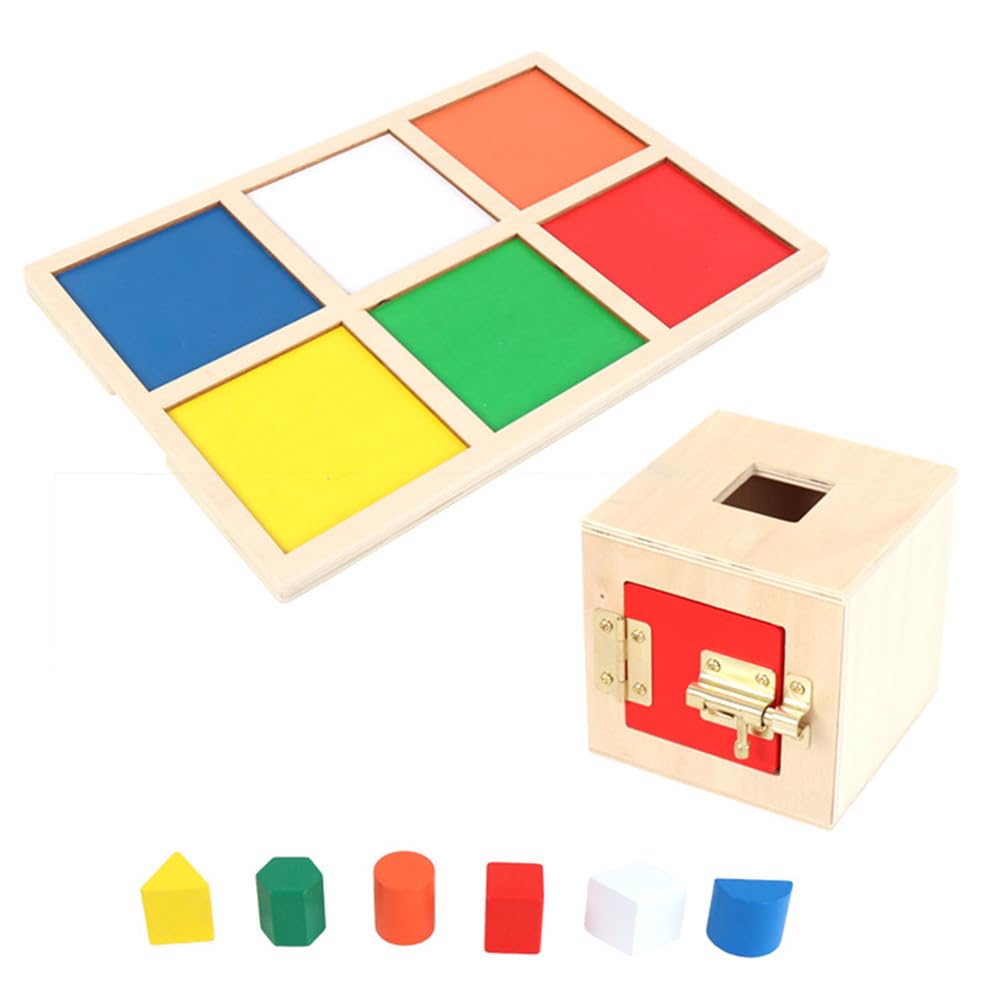 Montessori Separates Schließfach-Set, 6 Holzfarbige Schlosswürfel