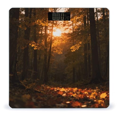 Báscula digital de baño Sunset Forest con pantalla LCD y base antideslizante miniatura 1