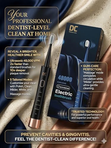 Image of Sonic Electric Toothbrush for Adults - Ultra-Power 48,000 Vibrations - 5 Precision Modes, 45-Day Battery Life & USB-C Fast Charging - Includes 3 Brush Heads & Travel Cap (color-Obsidian Onyx Black)
