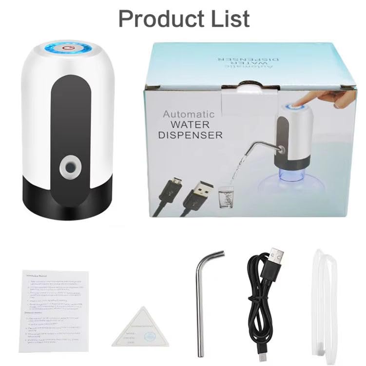 Image of VeeDee Portable Electric Water Dispenser - USB Rechargeable Universal Water Pump for 5 Gallon Jugs & 5-20L Bottles - Food Grade Silicone, One-Switch Operation for Kitchen, Office & Outdoor - Black