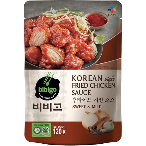 Bibigo Korean Style Fried Chicken Sauce Sweet & Mild – Süß-Milde Würzsauce im koreanischen Stil - Ideal als Marinade oder Dip für Hähnchen, Snacks und Fingerfood – 1 x 120 g