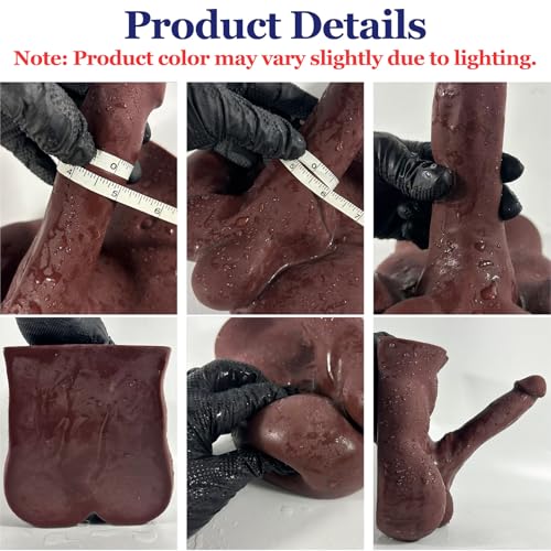Image of Male Dildo Torso Sex Doll with Small Base for Women Masturbation, 6.3IN Long Flexible TPE Dildo Toy for Gay Men Bottom, Female Masturbator for Anal Vagina, Black Unisex Adult Toy for Solo Couple Play