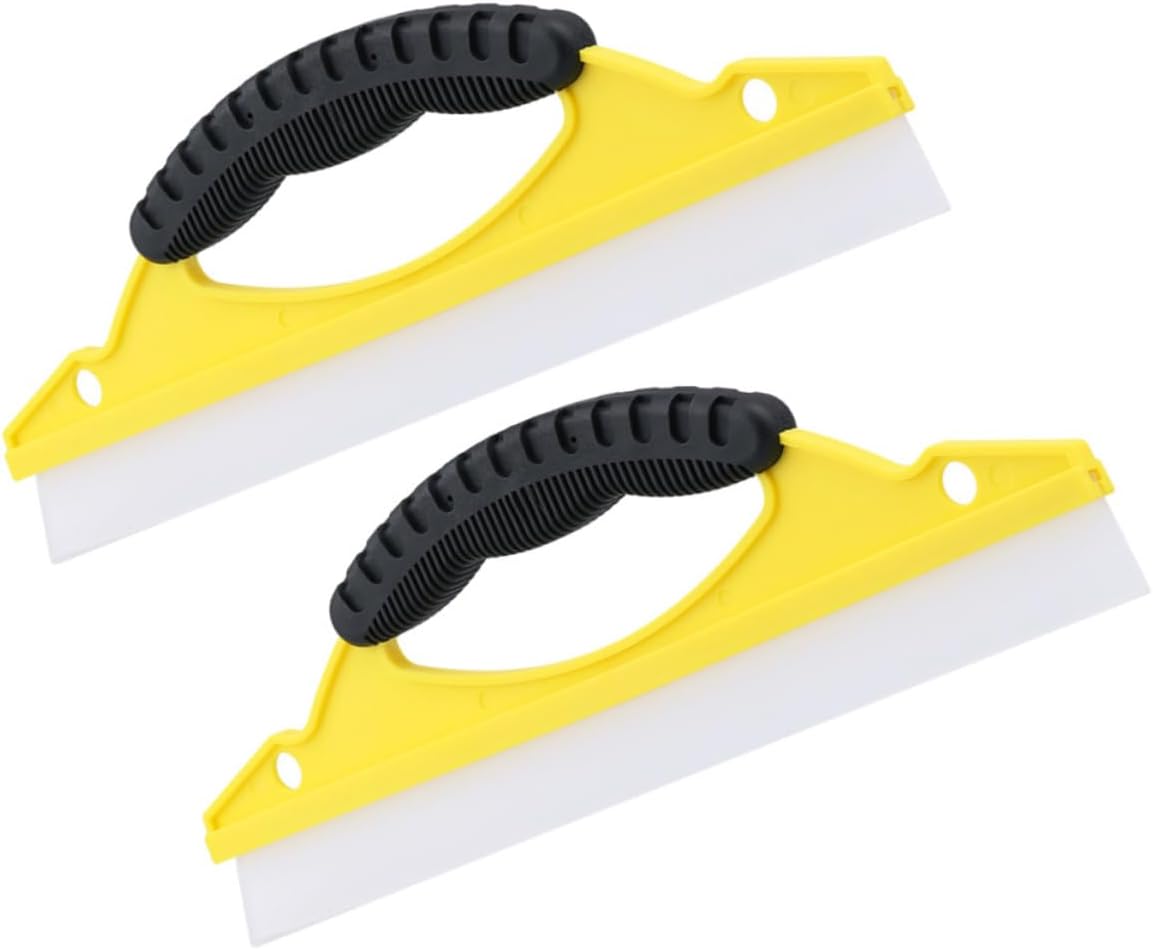 Mobestech 8pcs Shower Door Squeegee Hook Soft Water Wiper for Mirrors Tiles and Car Glass Cleaning Flexible and Design Yellow