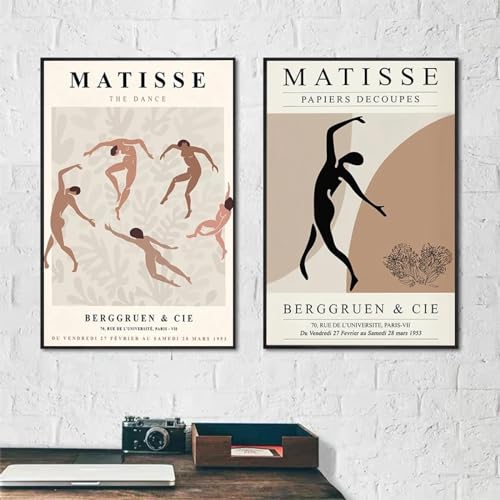 Matisse solution mur blanc salon lot de 2 affiches de danse vintage sur toile 60x80cm