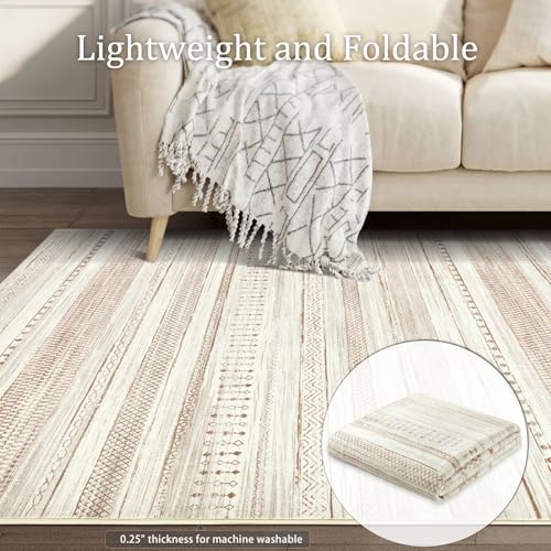 Tapete Boho Marrón 5x7 para Sala y Dormitorio miniatura 4