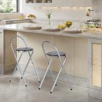 ZZINOKE® Barhocker Klappbarer 1er-Set mit Lehne und Fußstütze Schwarz – Ansicht 6